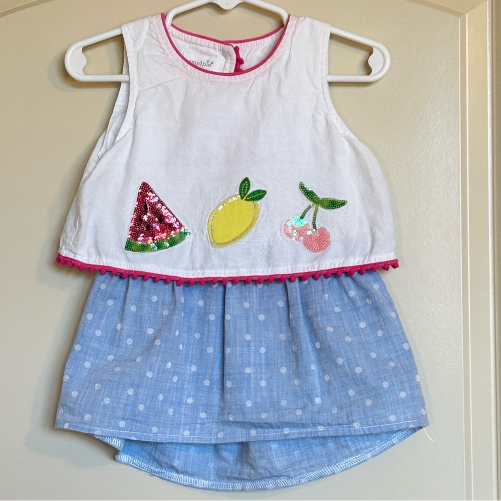 9-12M Mud Pie Open Back Fruit Dress